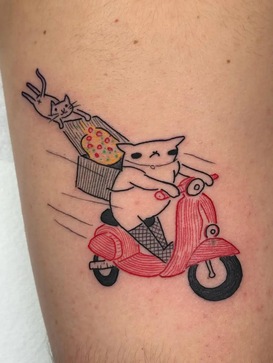 Whimsical cats on a pizza delivery adventure!