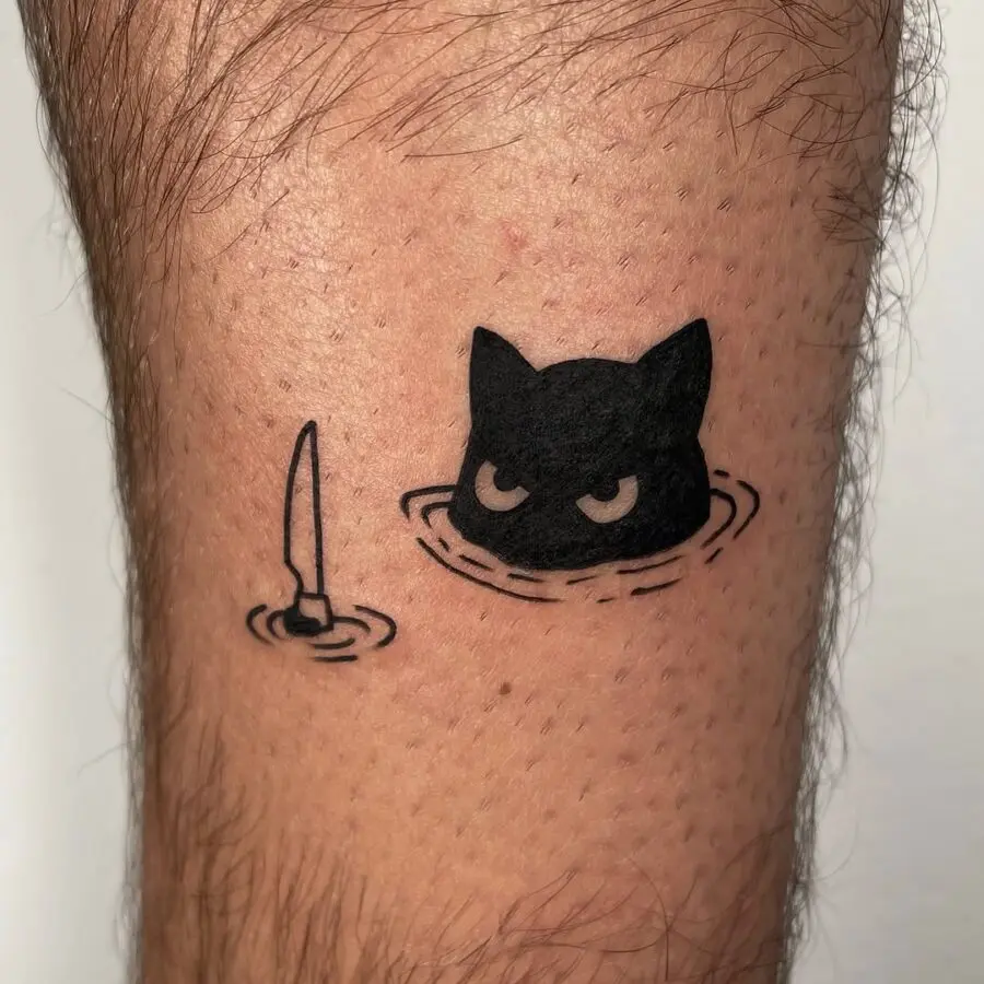 Humorous feline tattoo with a twist