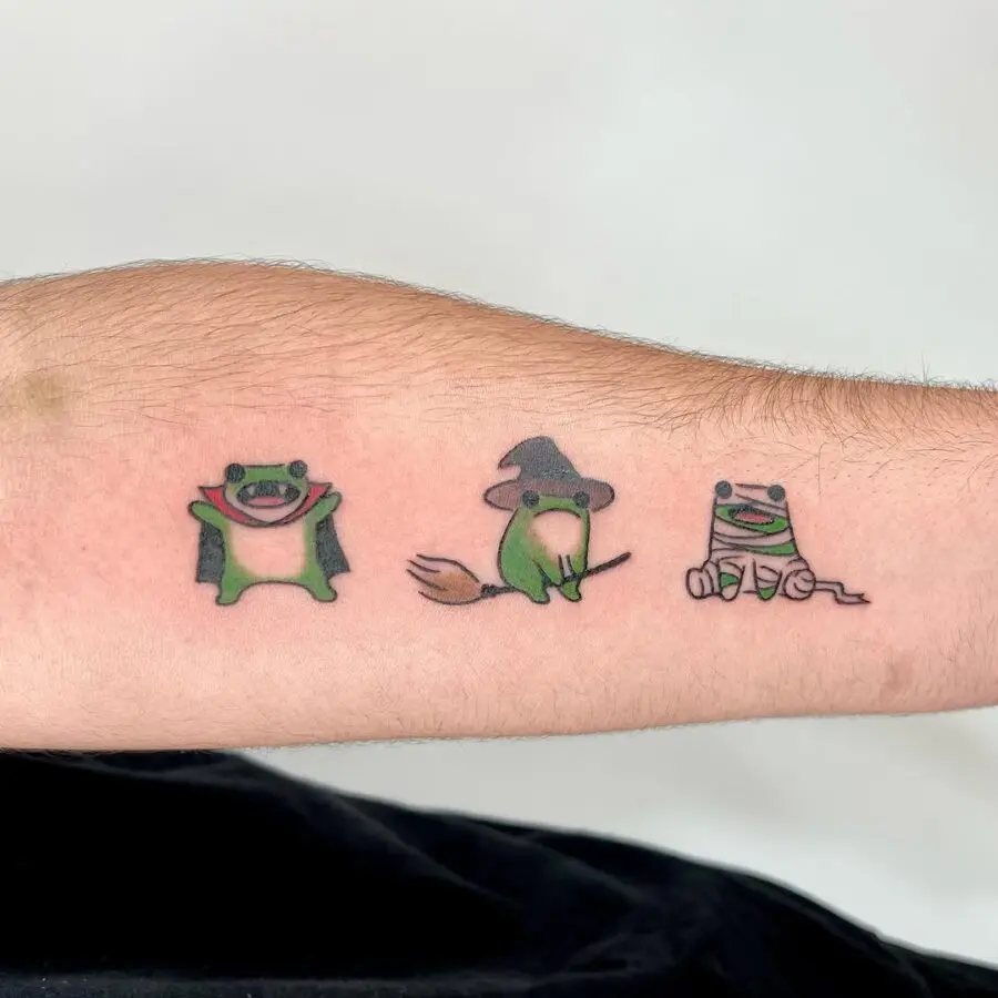 Three Whimsical Frogs Bring Laughter to Ink