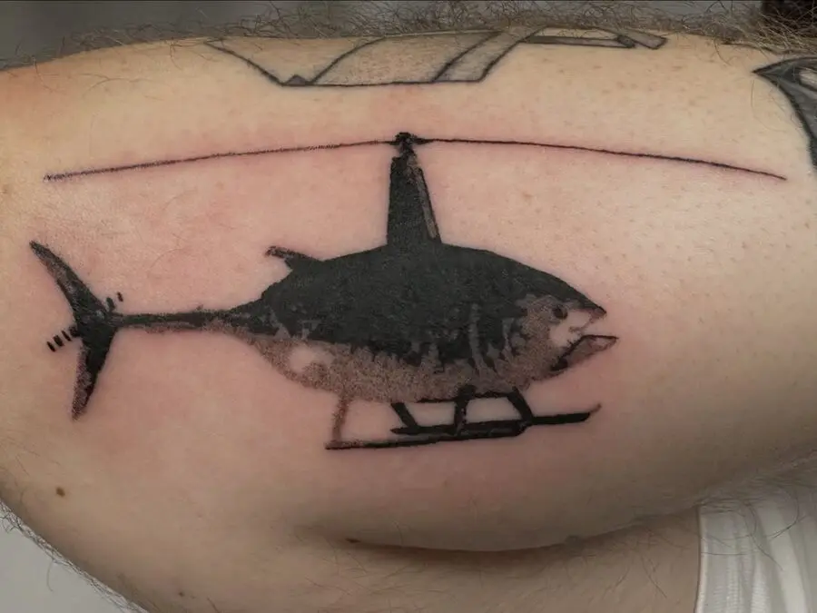 Unique blend of shark and helicopter art