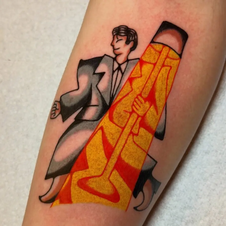 Quirky dancer with a lava lamp tattoo