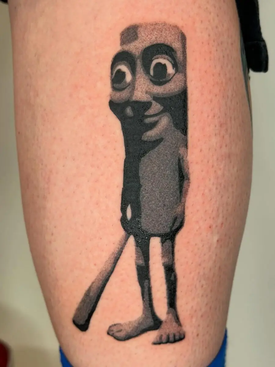 Whimsical eraser tattoo with a playful twist