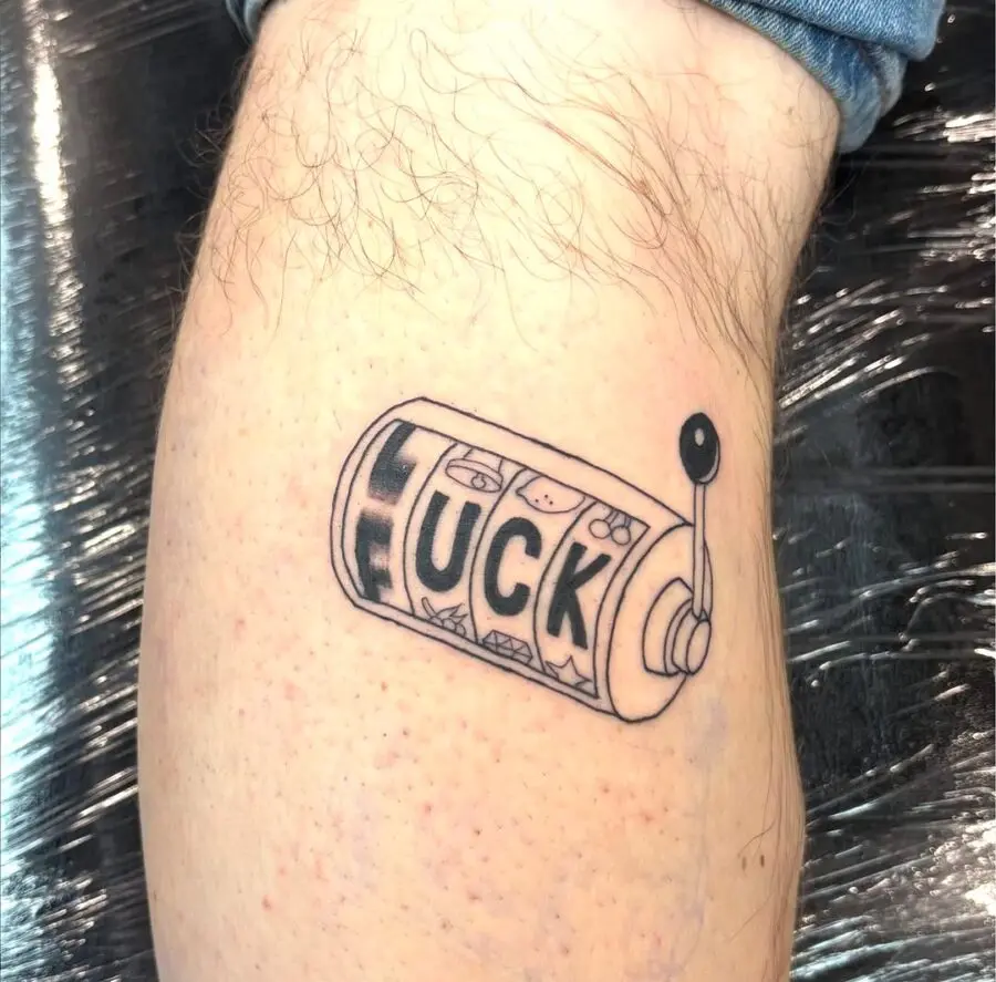 Humorous tattoo of a playful cylinder