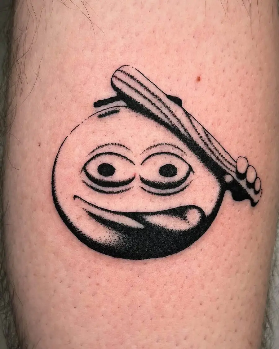 A humorous take on classic emoji tattoos