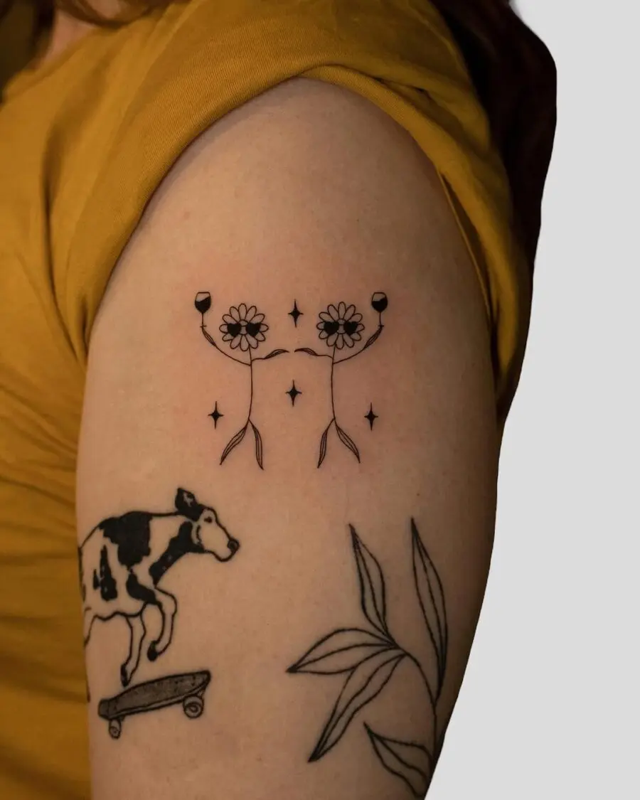 Whimsical Flower Tattoos on Arm