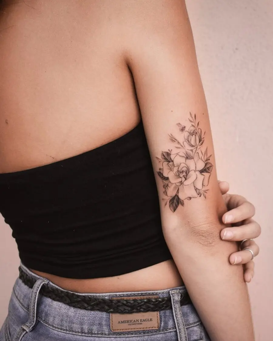 Elegant gardenia tattoo showcasing floral artistry