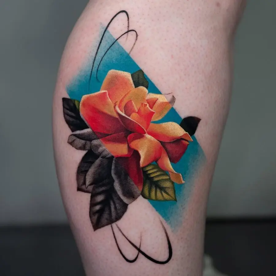 Vibrant gardenia tattoo with artistic flair