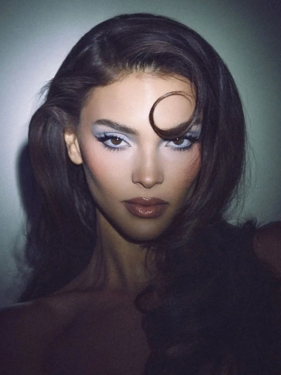 Glamorous frosted eyes and soft lips