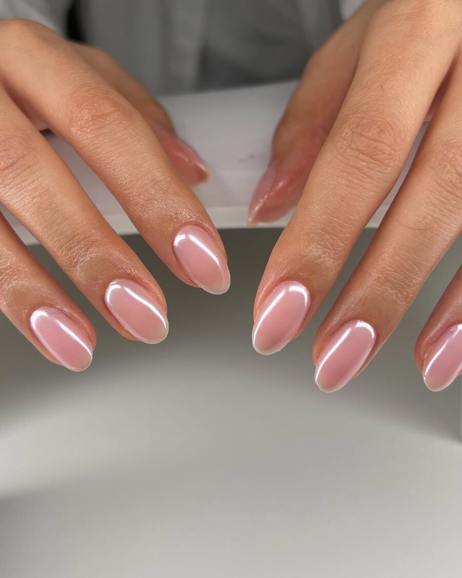 Elegant glazed donut nail aesthetic on display