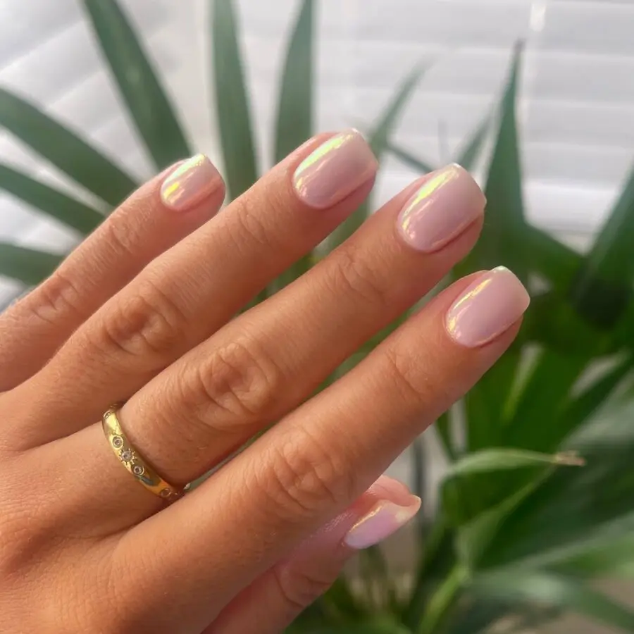 Chic glazed donut nails with a golden touch