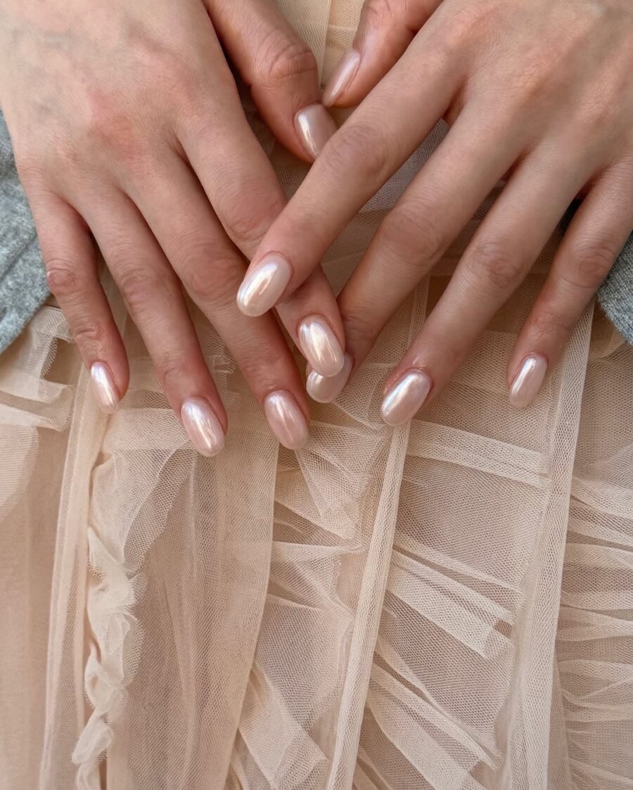 Stylish glazed donut nails with a soft sheen