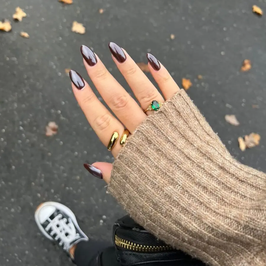 Elegant glazed donut nails with a sleek vibe