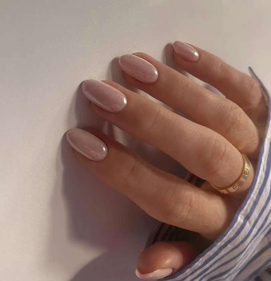 Elegant Glazed Donut Nail Design with Shimmer