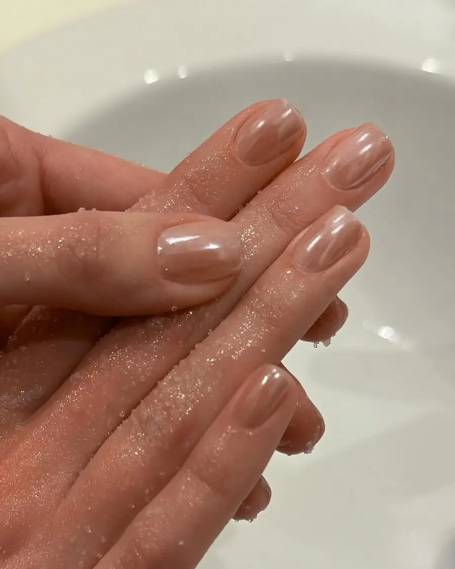 Elegant glazed donut nails with a shiny finish