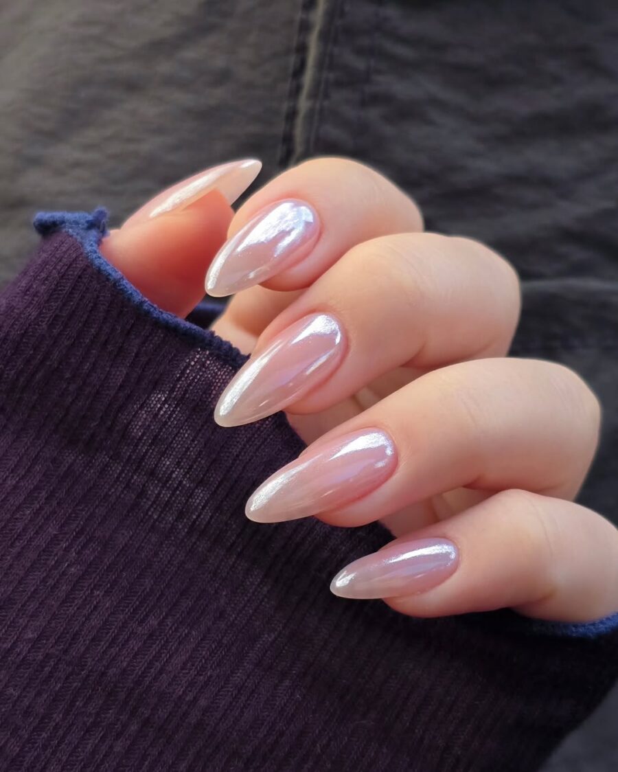 Stylish glazed donut nails with a sleek shine