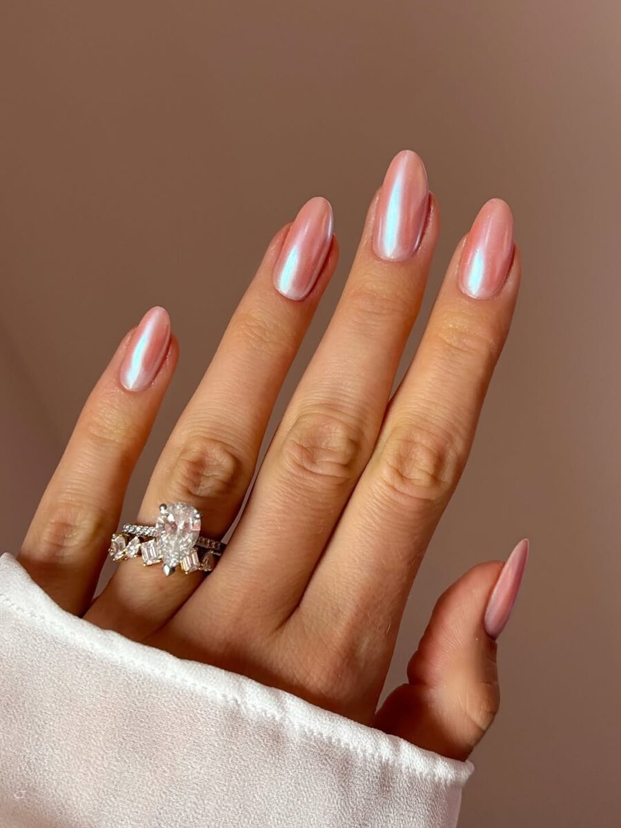 Shimmering glazed donut-inspired nail design