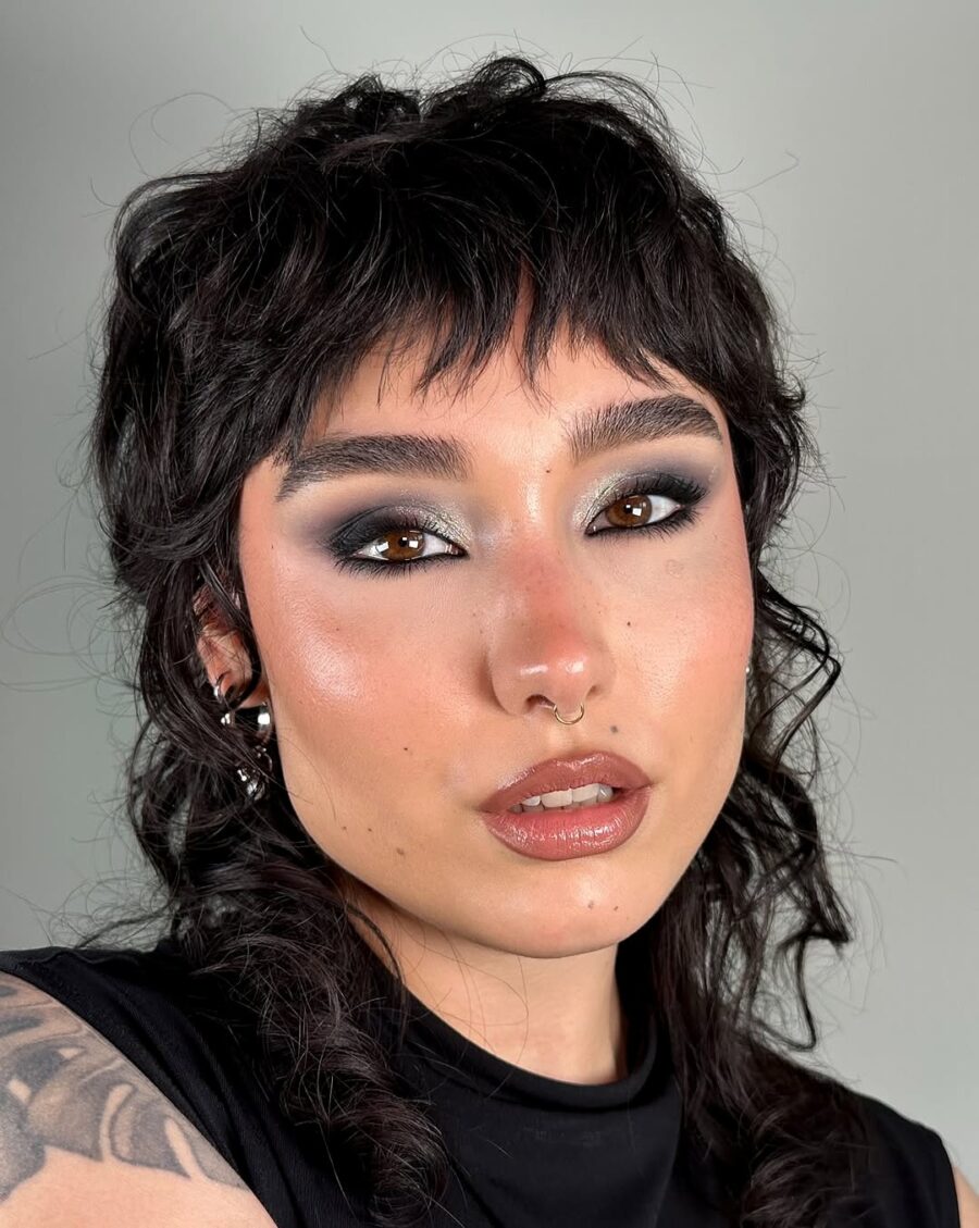 Stunning smoky eyes with dewy skin finish