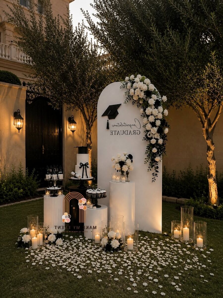 Elegant floral display for a graduation celebration