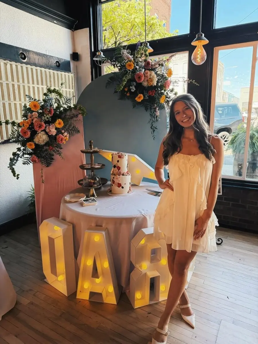 Elegant graduation celebration with floral accents