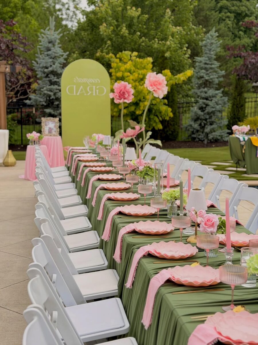 Elegant and festive graduation party table setup