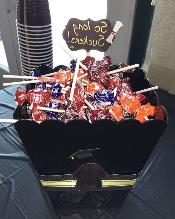 Colorful candy display for festive graduation celebration