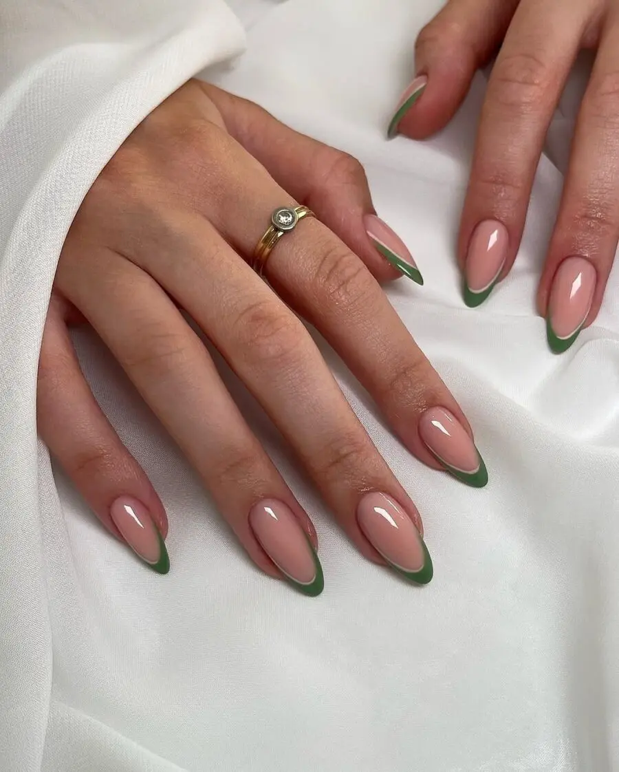 Chic green French tip manicure for stylish vibes