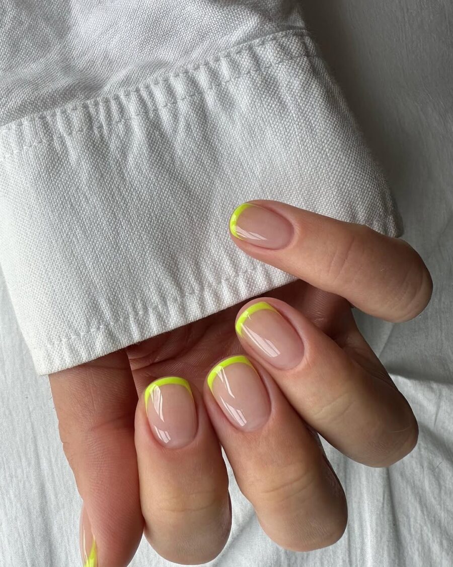 Chic green French tips with a minimal vibe