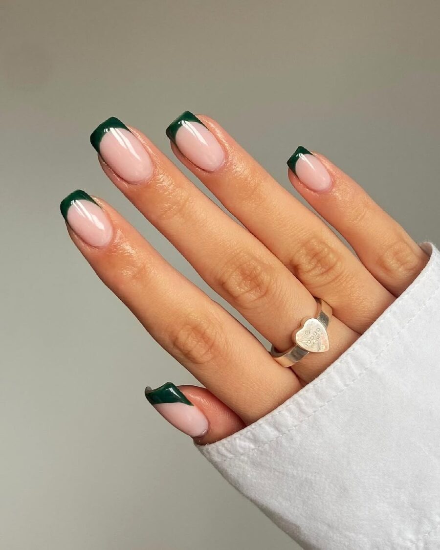 Chic Green French Tip Nail Design for Style