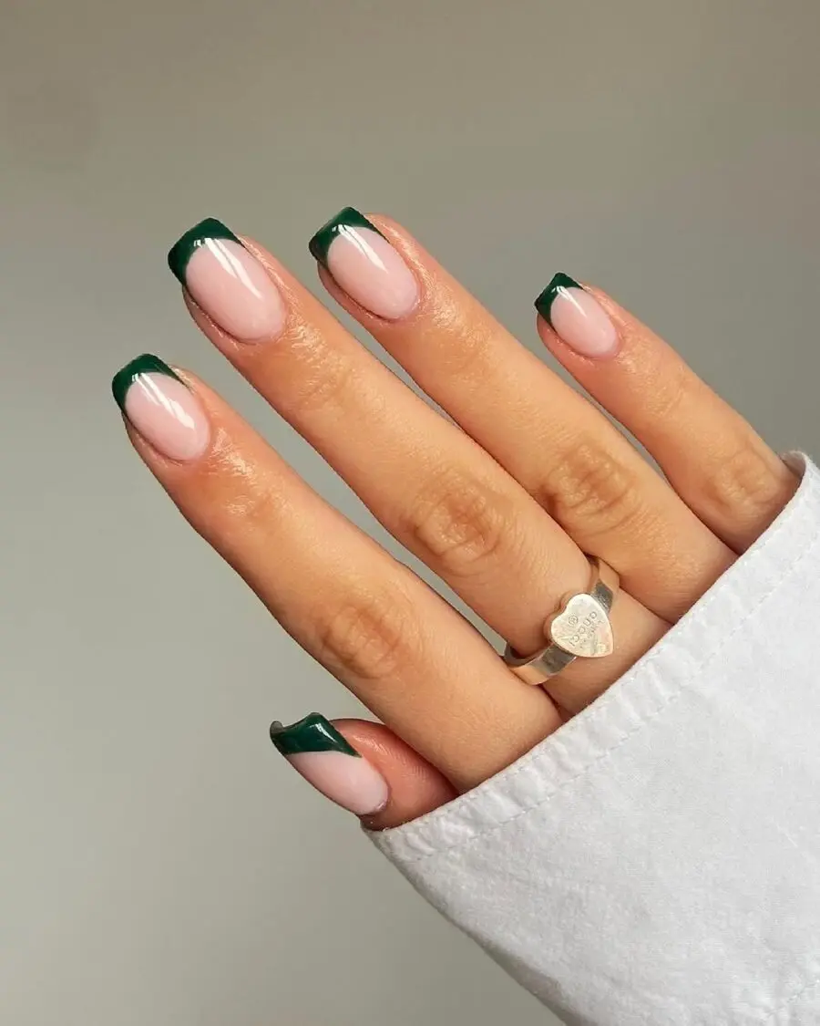 Chic Green French Tip Nail Design for Style