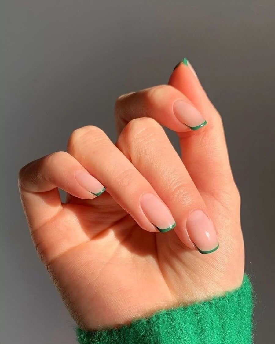Stylish green French tip nails for any occasion