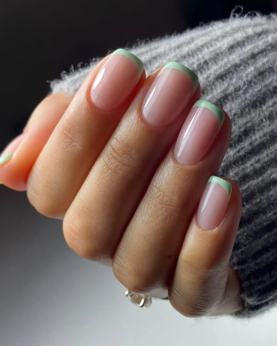 Chic Green French Tip Nails for a Fresh Look