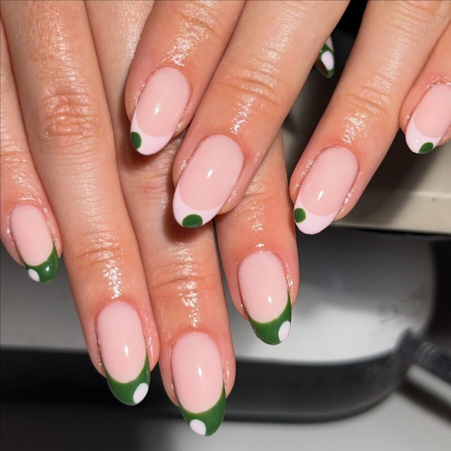 Chic green French tip nail art style