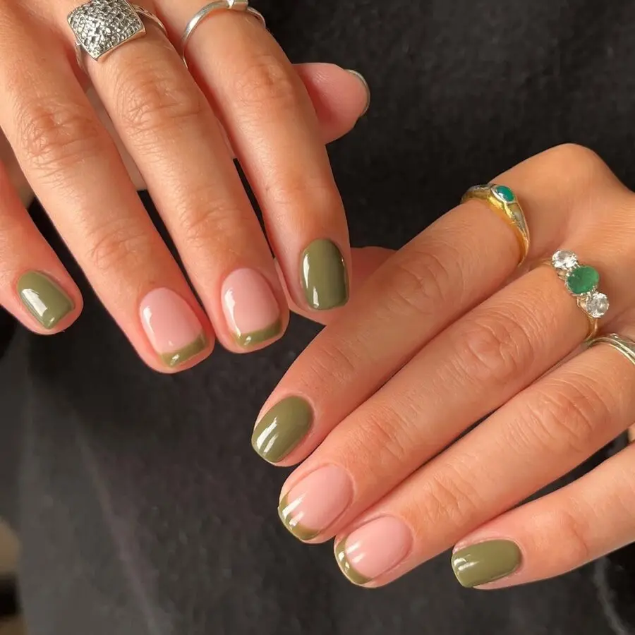 Trendy green French tip nail design
