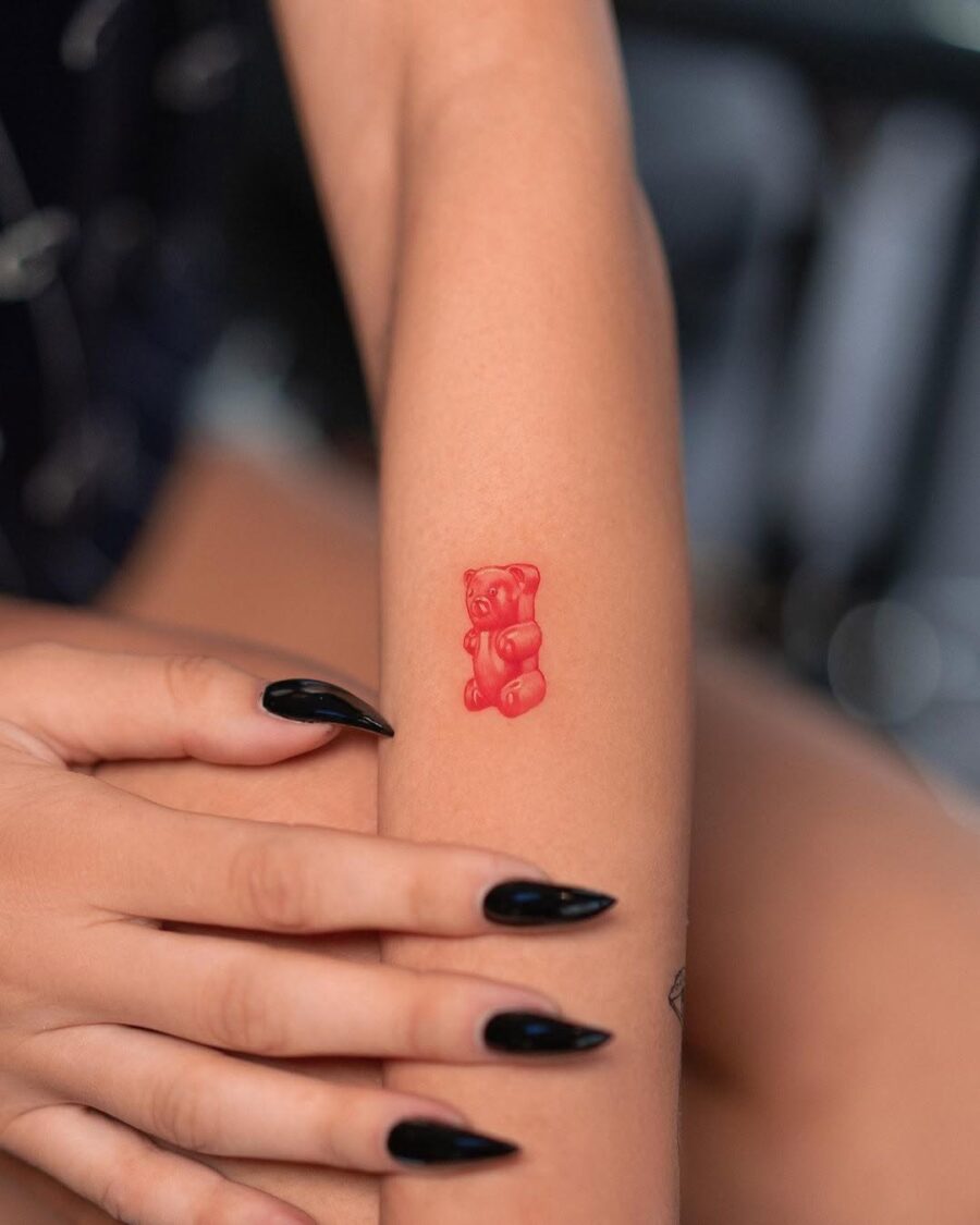 Cute and playful gummy bear tattoo design