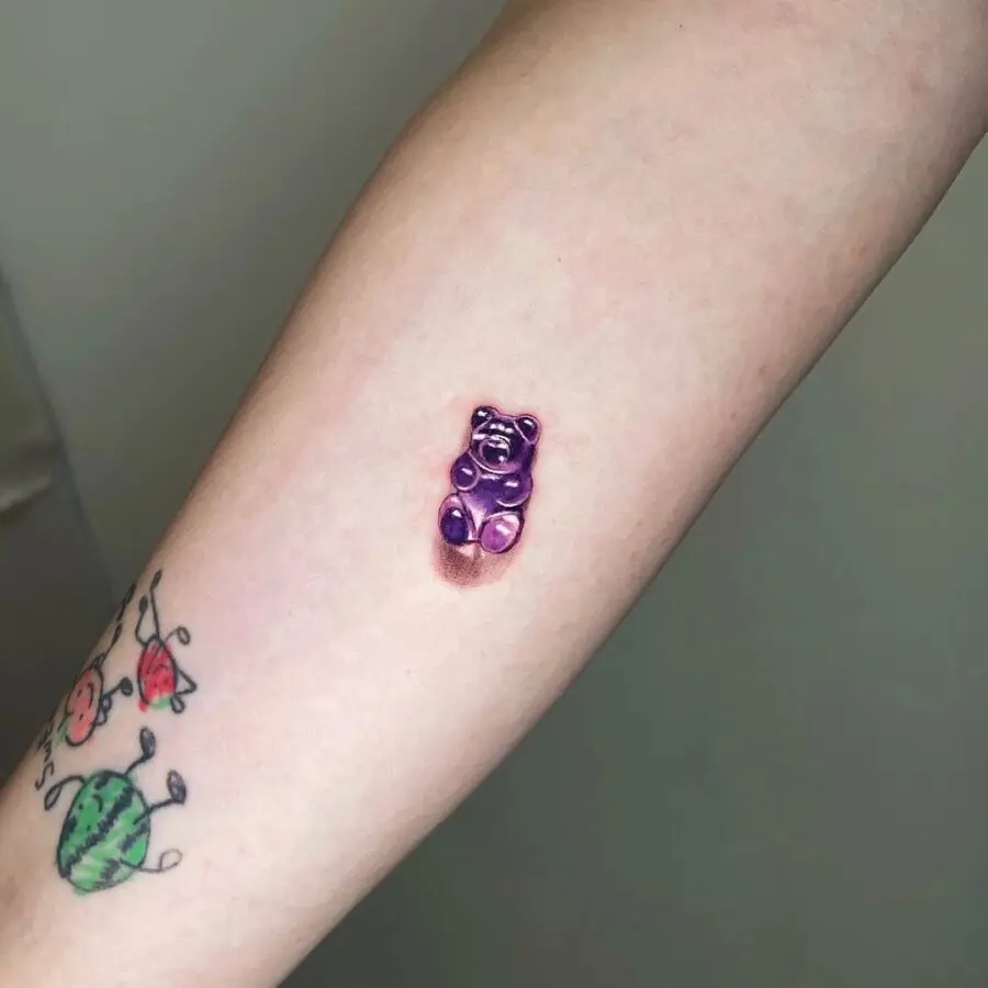 Cute and colorful gummy bear tattoo idea
