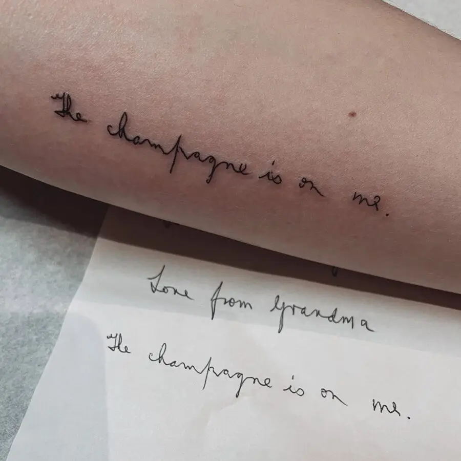 Elegant handwritten tattoo of a meaningful phrase