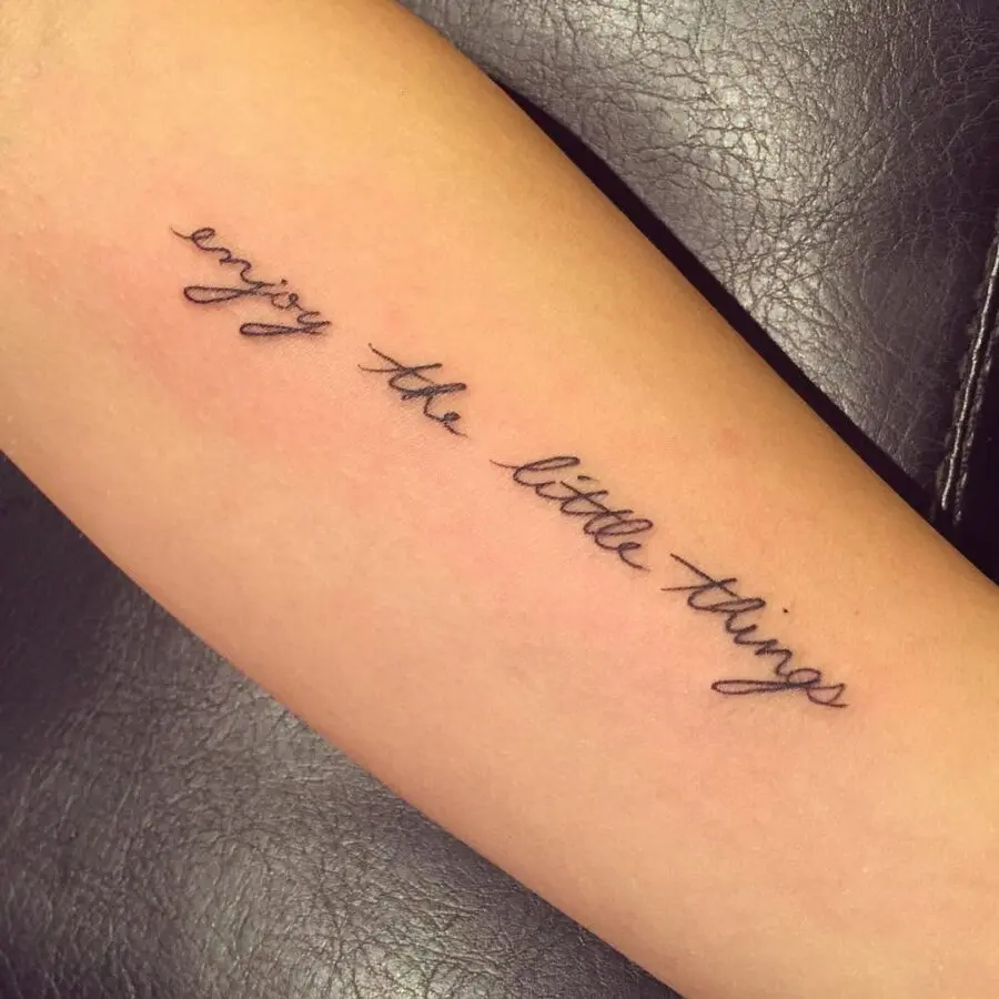 Elegant Handwritten Tattoo of Life's Joys