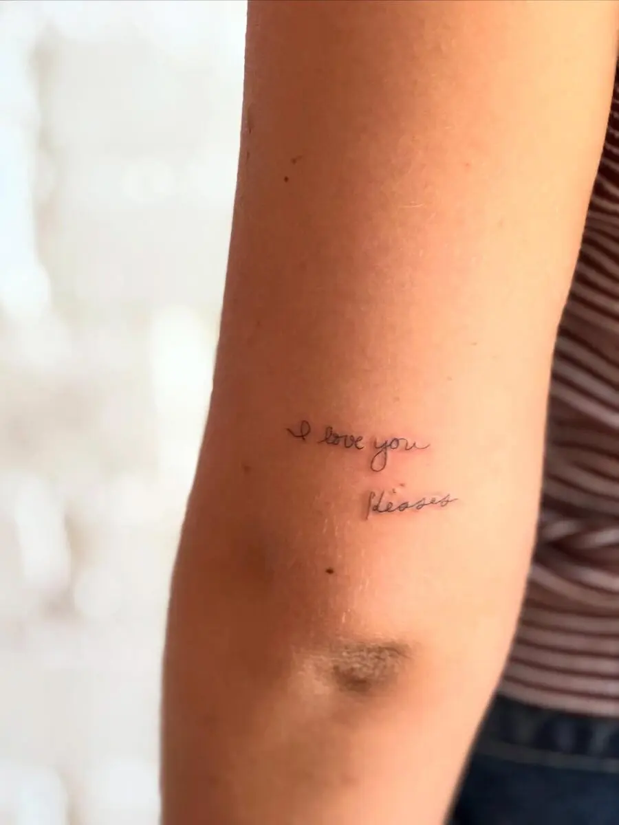 Delicate handwriting tattoo with a heartfelt message