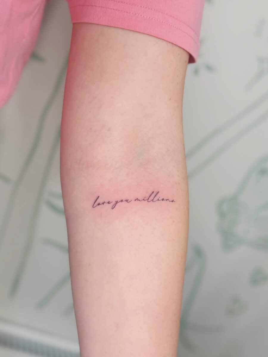 Elegant handwritten love letter tattoo style