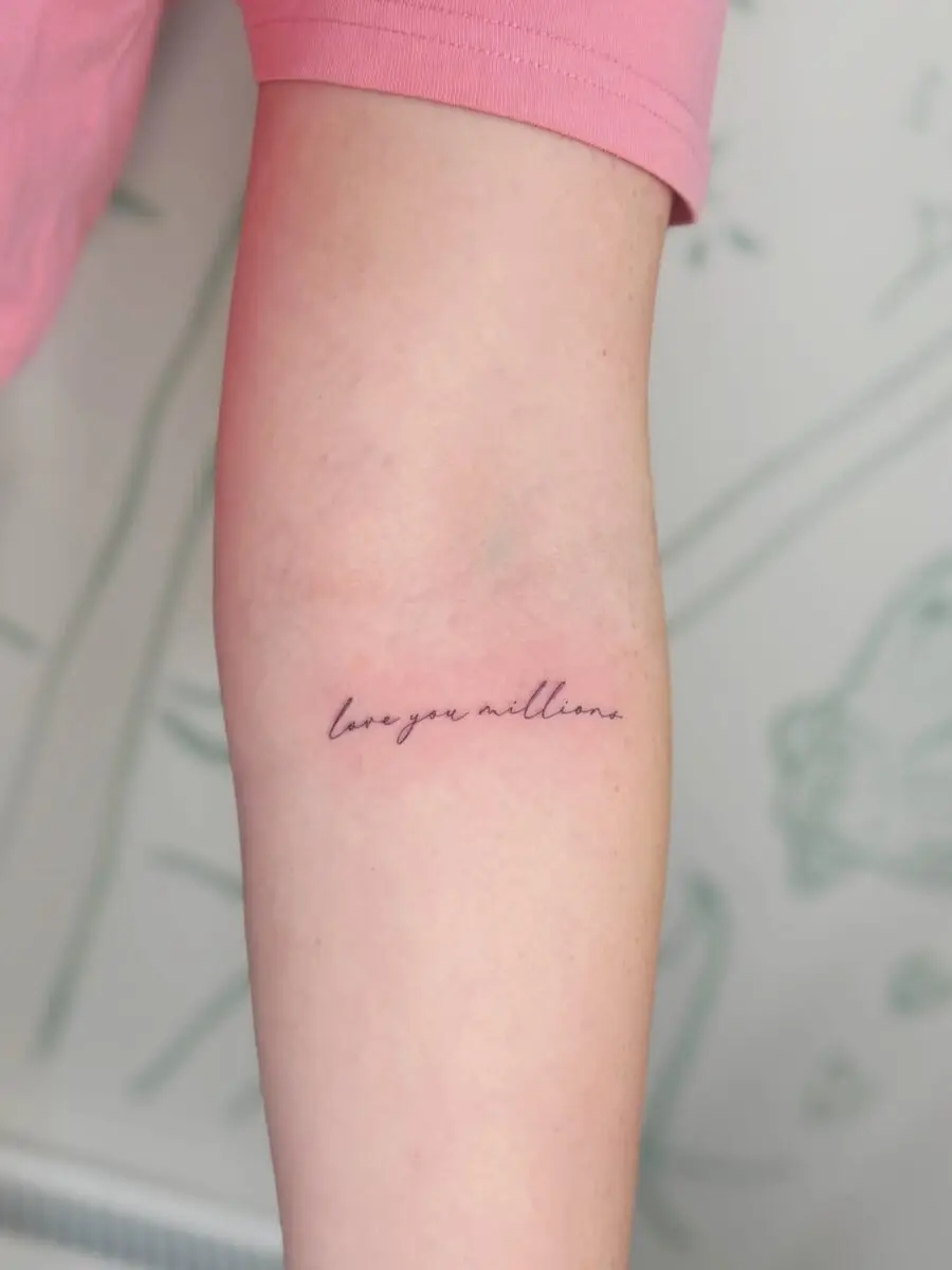 Elegant handwritten love letter tattoo style