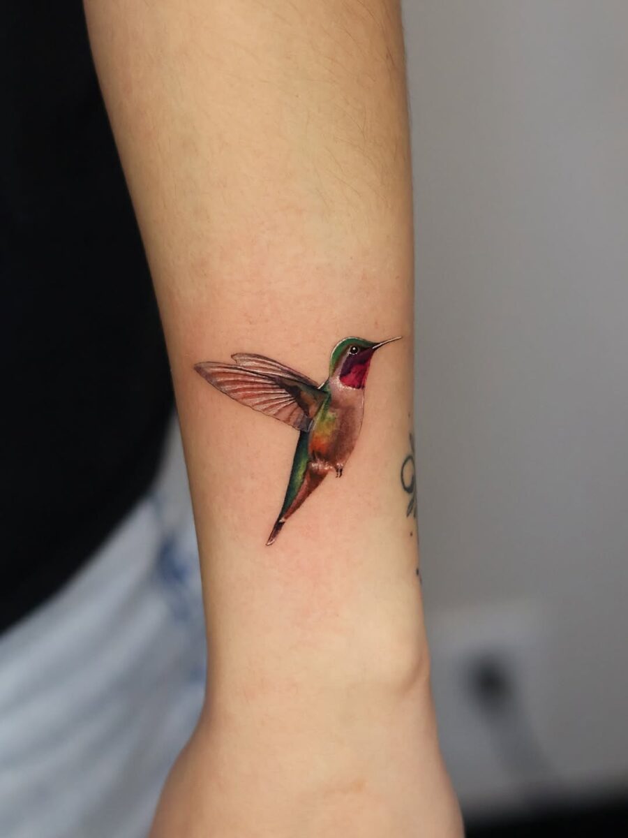 Vivid Hummingbird Tattoo in Motion