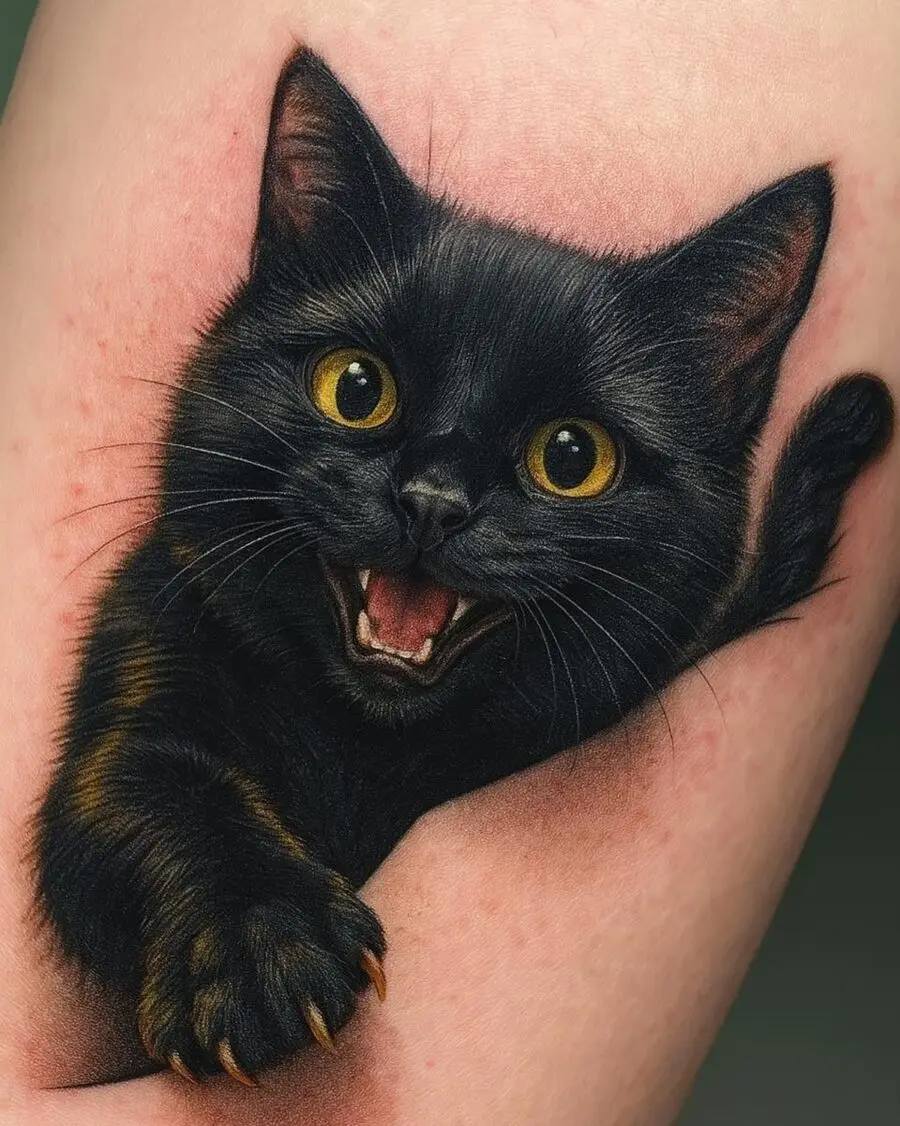Captivating black cat with expressive features