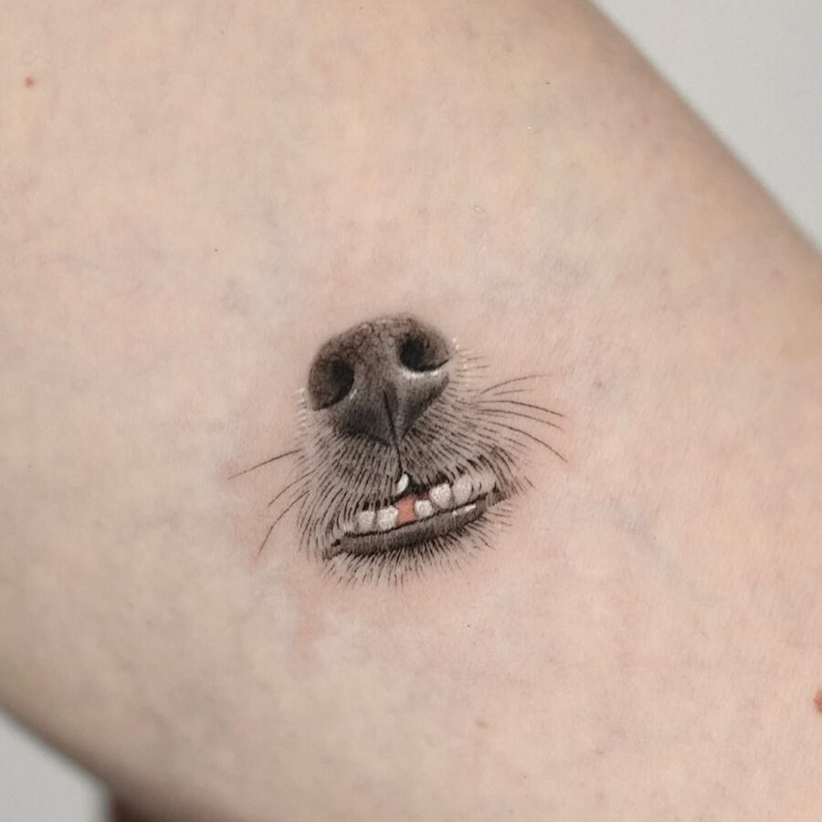 Incredible hyper-realistic dog nose tattoo art
