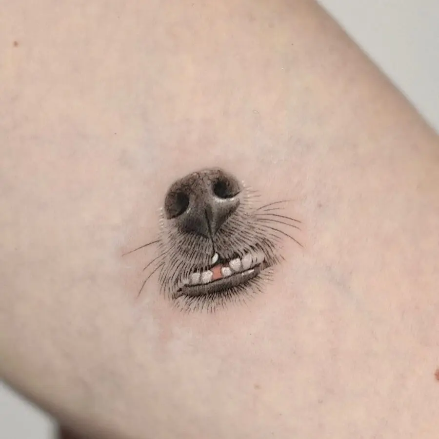 Incredible hyper-realistic dog nose tattoo art