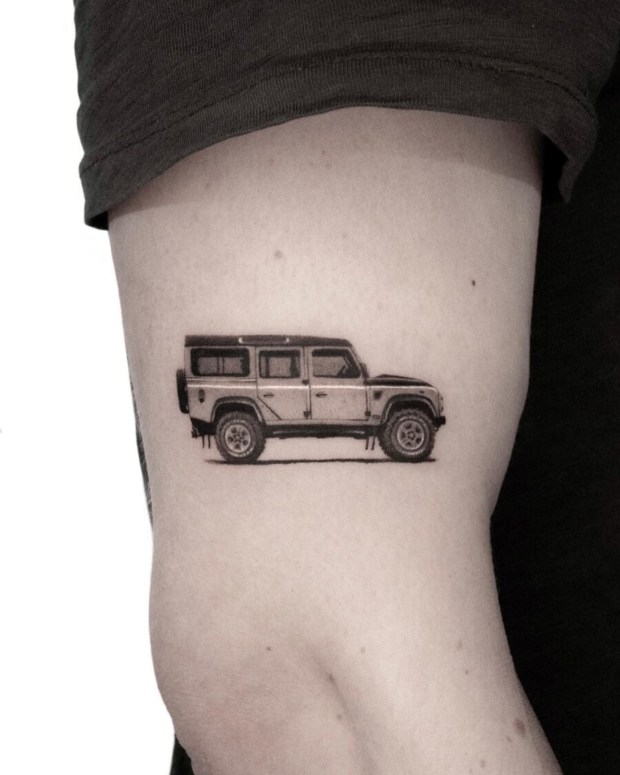 Stunning car tattoo with realistic details