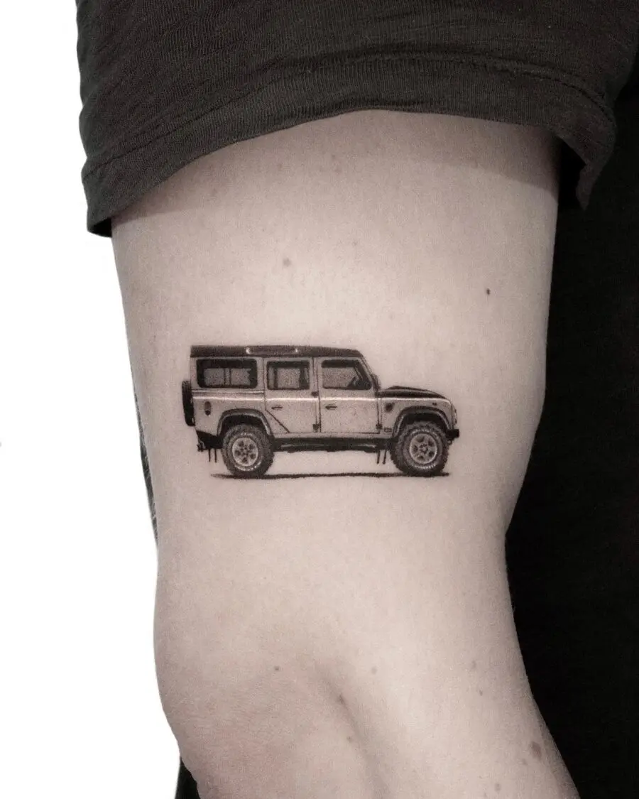 Stunning car tattoo with realistic details