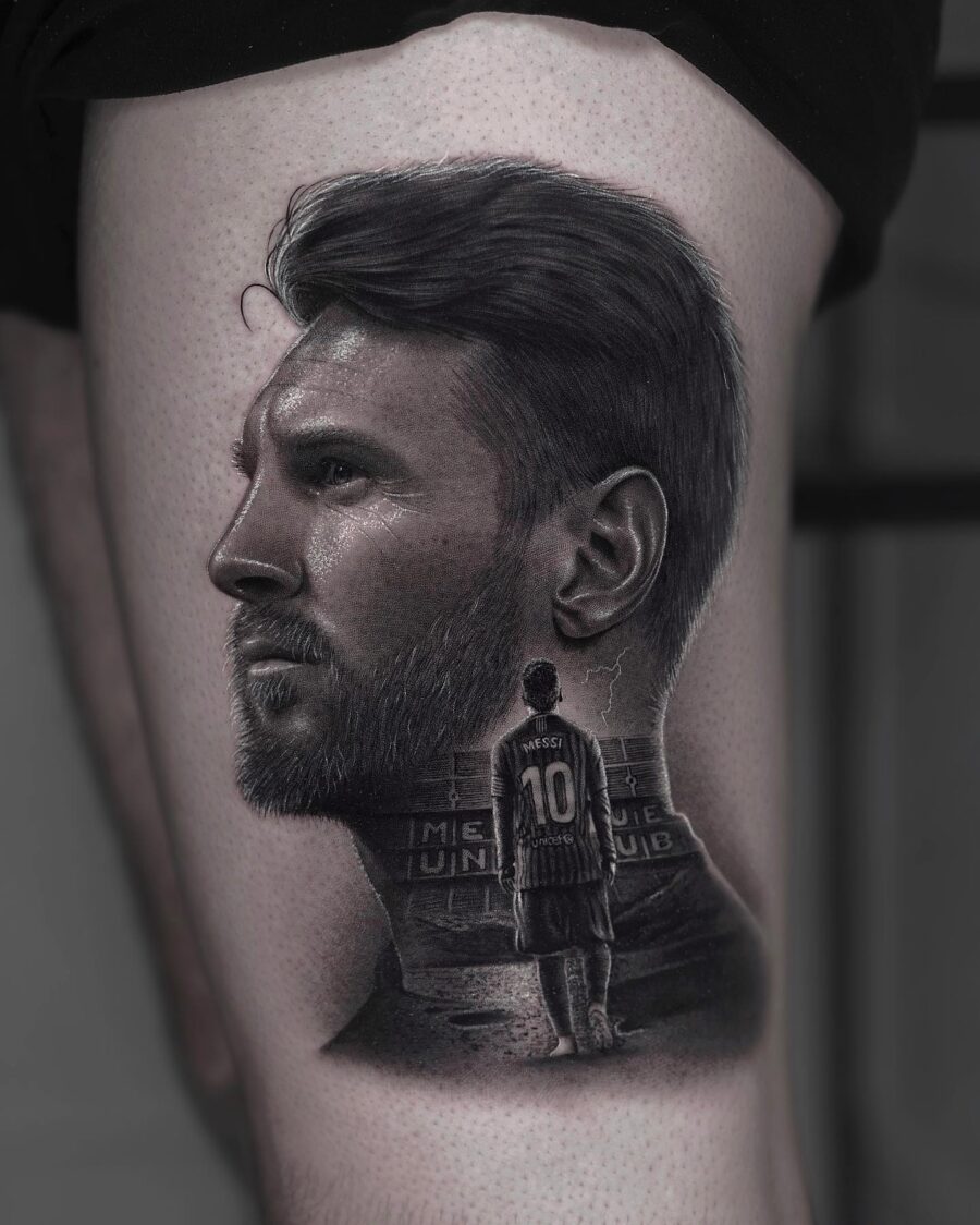 Stunning Messi tattoo in hyper-realistic style