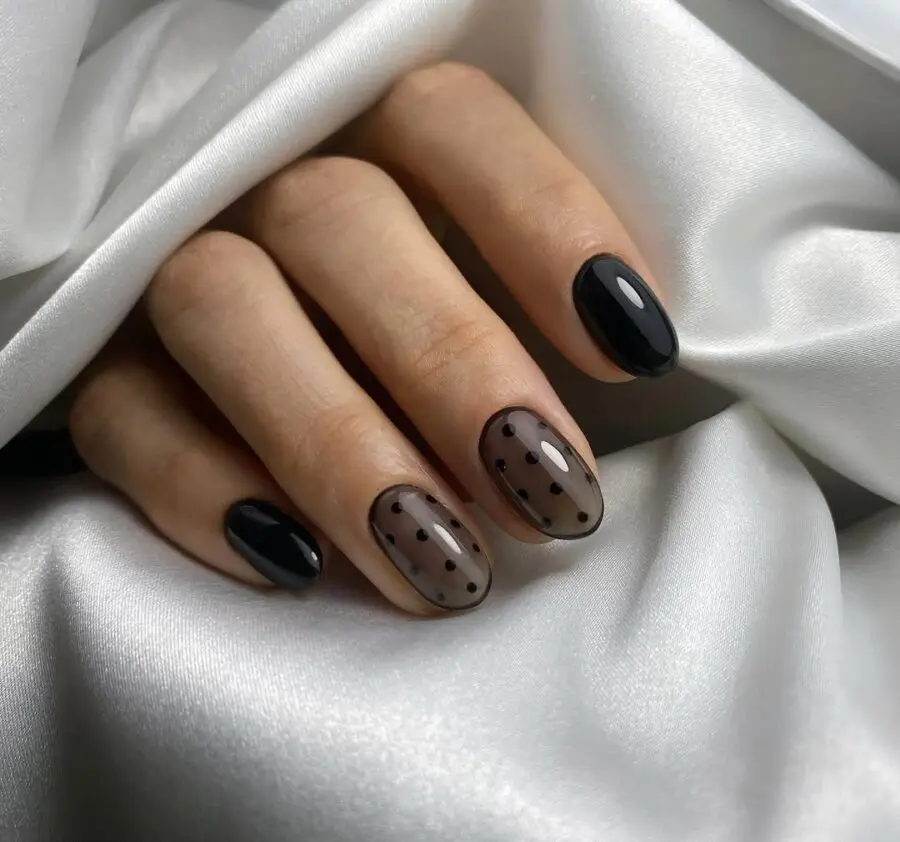 Sophisticated jelly nails with black accents