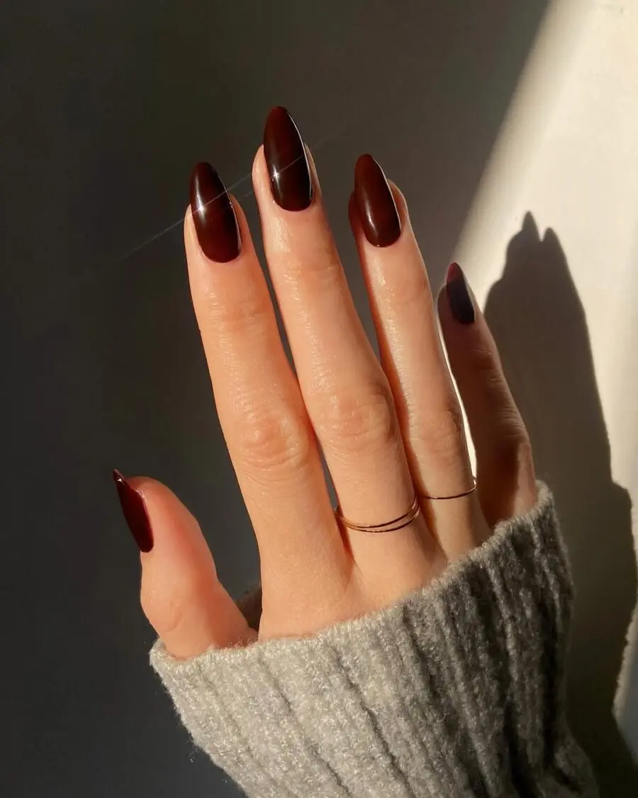 Elegant dark red jelly nails with French tips