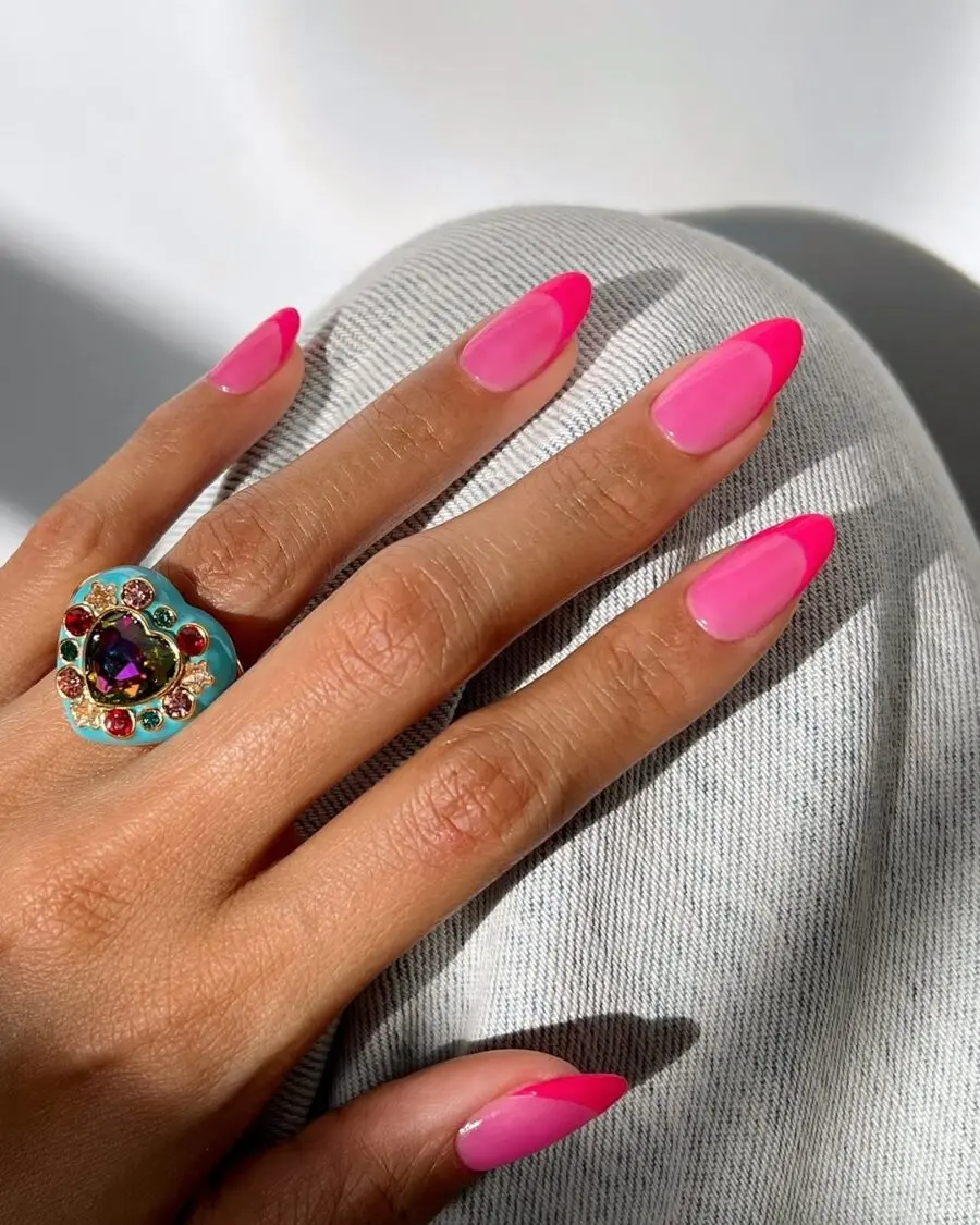 Stylish Jelly Nails with Bold Pink Touch
